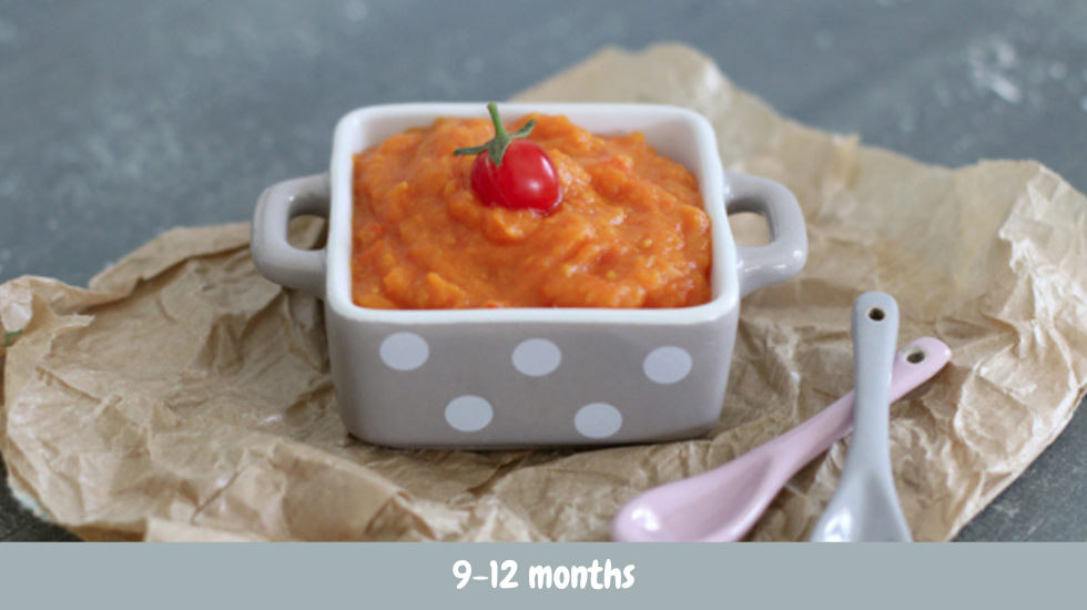 Sweet potato and cherry tomato purée