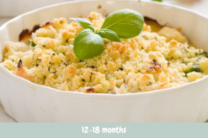 Broccoli and ham with parmesan crumble