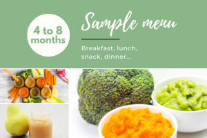 sample menu 4 to 8 months