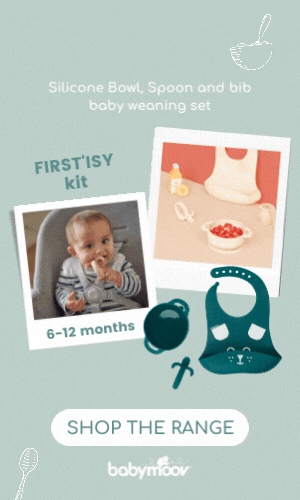 First ISY Silicone Bowl, Spoon and bib baby weaning set